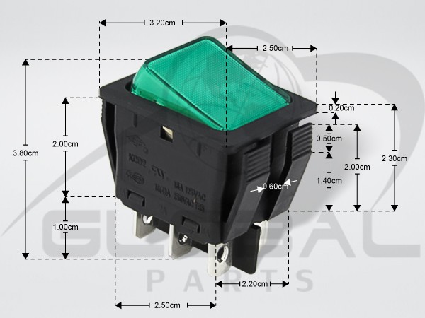 Gallery image 1 of ΔΙΑΚΟΠΤΑΚΙ ON/OFF ΕΠΑΓΓΕΛΜΑΤΙΚΟ ΔΙΠΟΛΙΚΟ ΠΡΑΣΙΝΟ 6ΕΠΑΦΕΣ 16A 250V